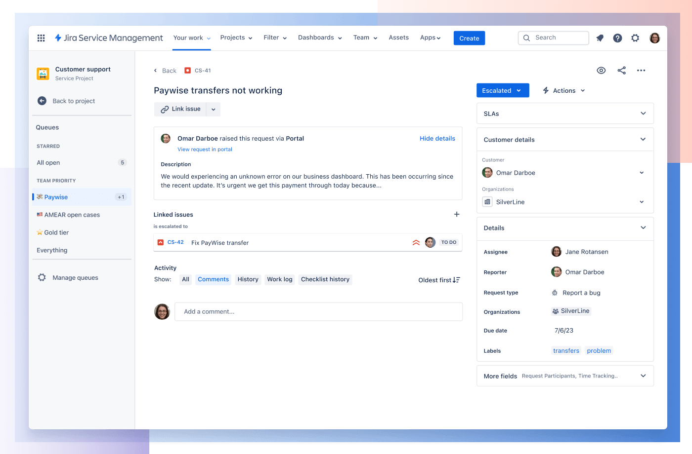 Jira Service Management — portal